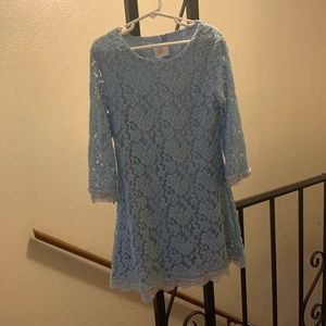 Girls Light Blue Lace Dress Size 7/8.
